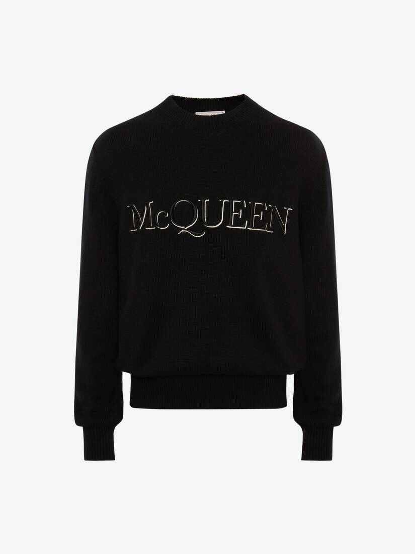 Prendas De Punto Alexander McQueen Embroidered Cuello Redondo Hombre - Negros/Blancos - Mexico 924-N